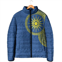 Vergina Sun Macedonia Padded Jacket Greek Pattern Blue - Wonder Print Shop
