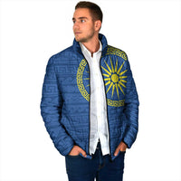 Vergina Sun Macedonia Padded Jacket Greek Pattern Blue - Wonder Print Shop