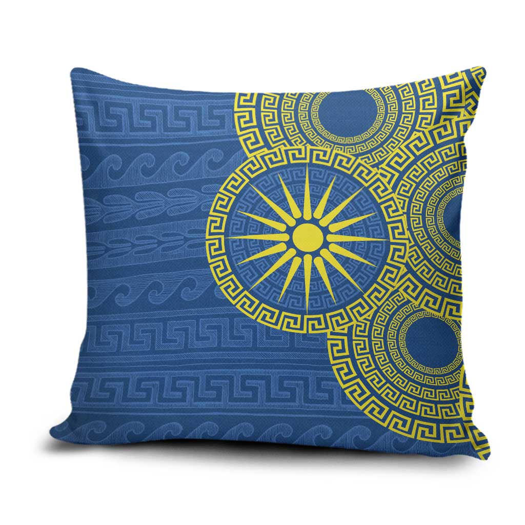Vergina Sun Macedonia Pillow Cover Greek Pattern Blue - Wonder Print Shop