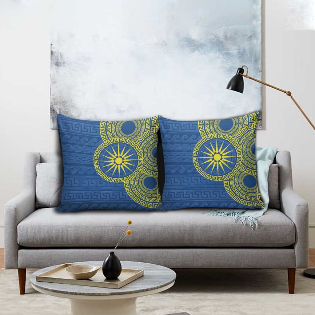 Vergina Sun Macedonia Pillow Cover Greek Pattern Blue - Wonder Print Shop