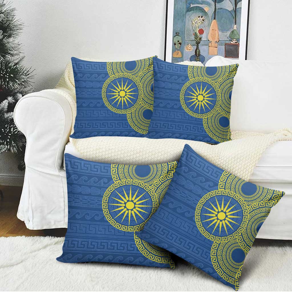 Vergina Sun Macedonia Pillow Cover Greek Pattern Blue - Wonder Print Shop