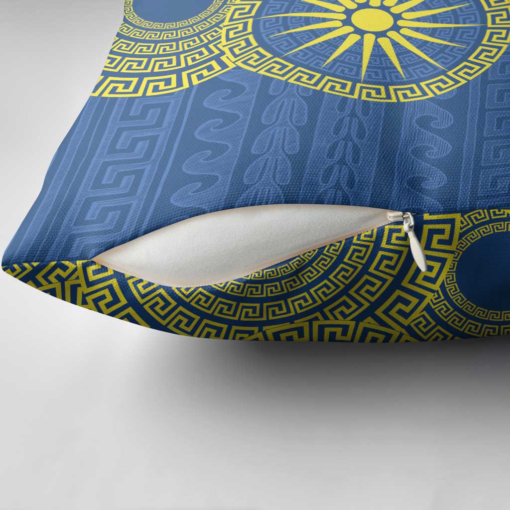 Vergina Sun Macedonia Pillow Cover Greek Pattern Blue - Wonder Print Shop