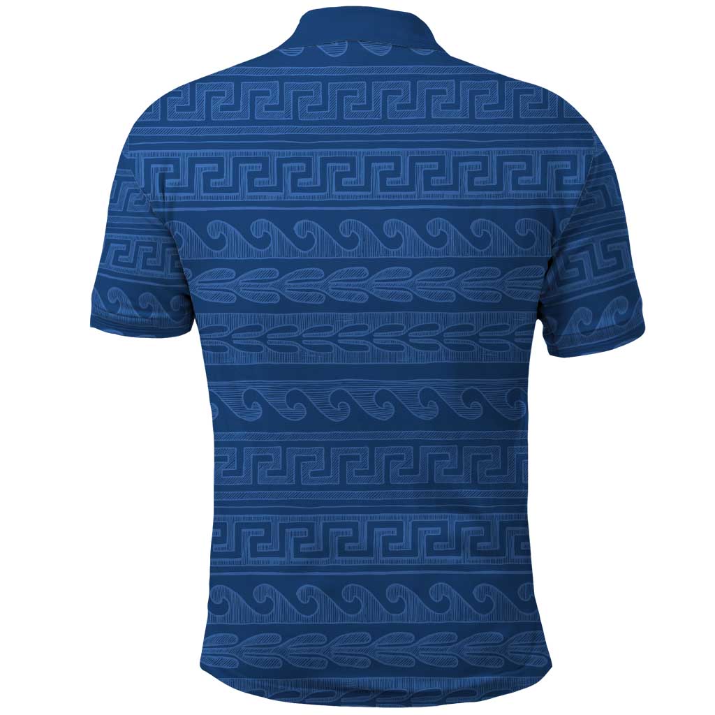Vergina Sun Macedonia Polo Shirt Greek Pattern Blue - Wonder Print Shop