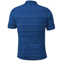 Vergina Sun Macedonia Polo Shirt Greek Pattern Blue - Wonder Print Shop
