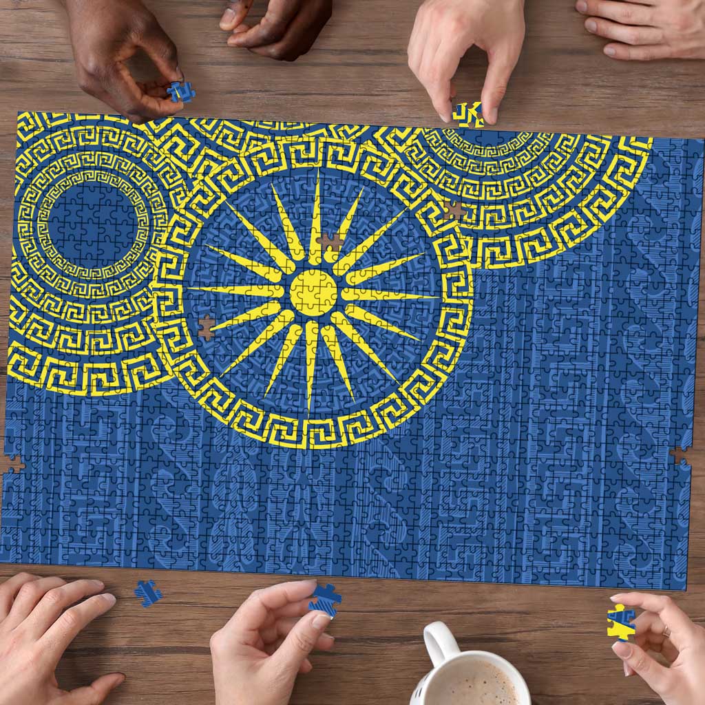 Vergina Sun Macedonia Puzzle Greek Pattern Blue - Wonder Print Shop