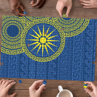 Vergina Sun Macedonia Puzzle Greek Pattern Blue - Wonder Print Shop