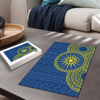 Vergina Sun Macedonia Puzzle Greek Pattern Blue - Wonder Print Shop