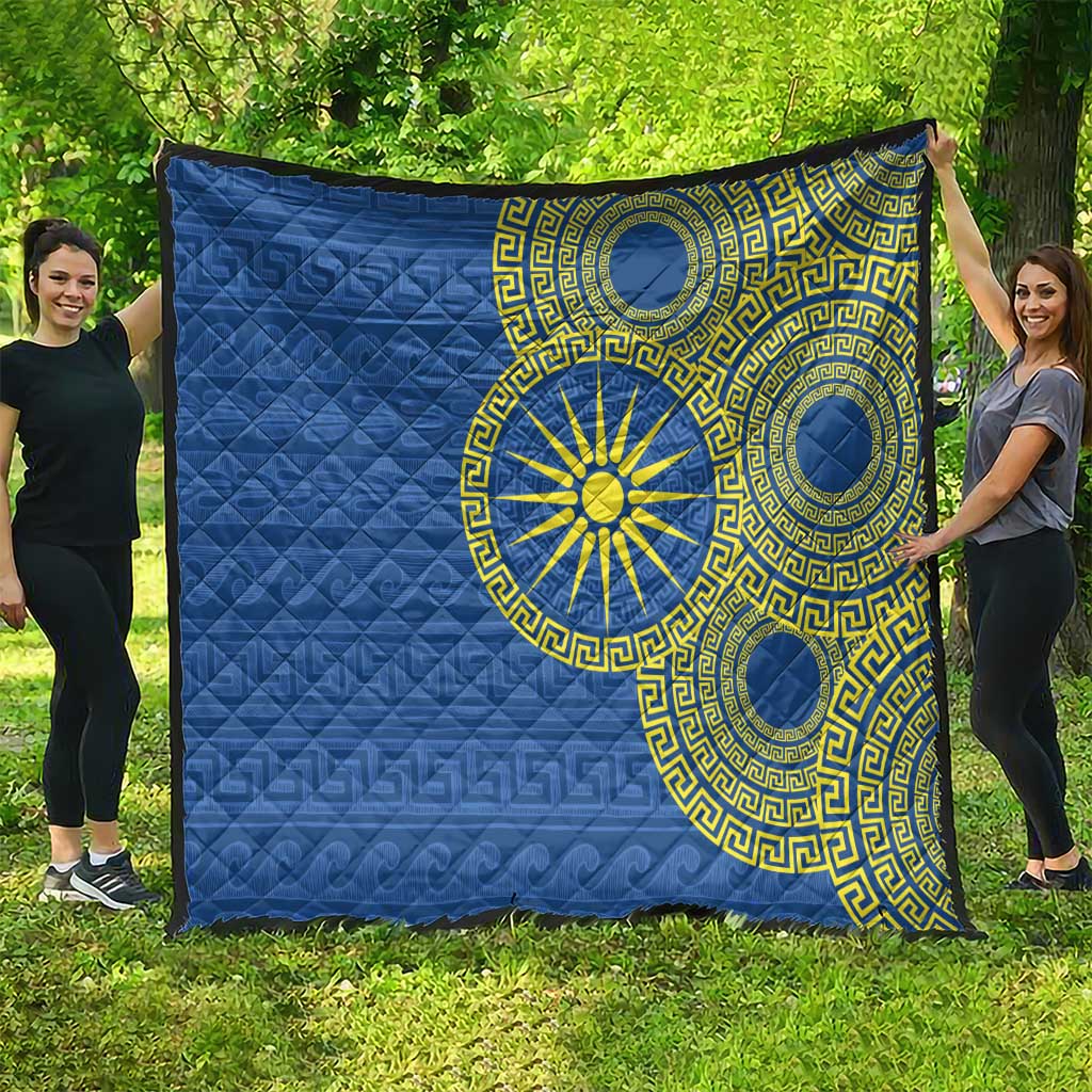 Vergina Sun Macedonia Quilt Greek Pattern Blue - Wonder Print Shop