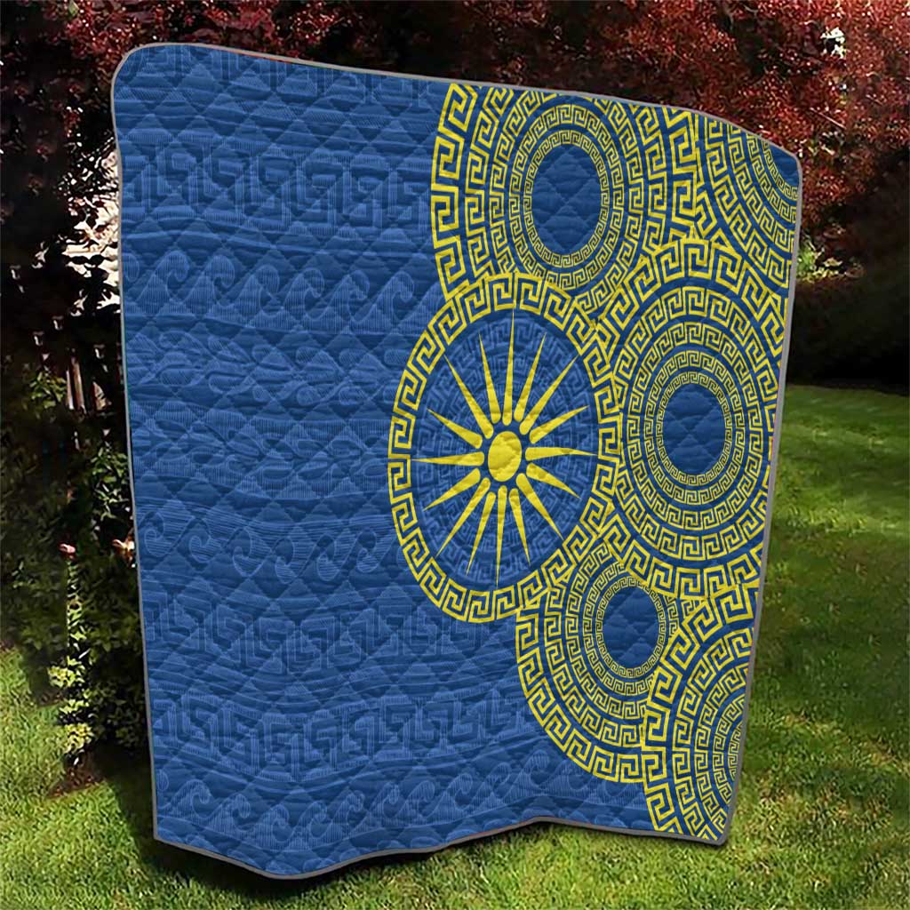 Vergina Sun Macedonia Quilt Greek Pattern Blue - Wonder Print Shop