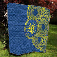 Vergina Sun Macedonia Quilt Greek Pattern Blue - Wonder Print Shop
