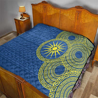 Vergina Sun Macedonia Quilt Greek Pattern Blue - Wonder Print Shop