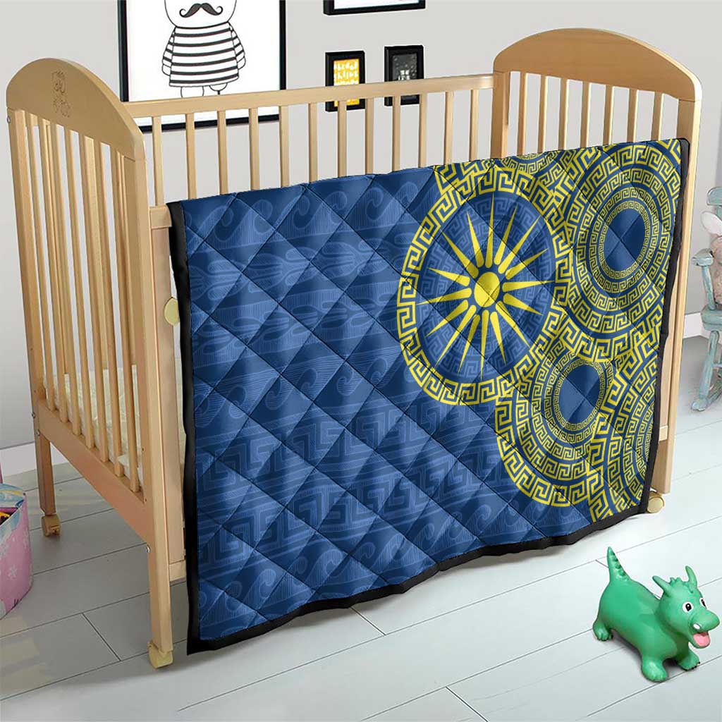 Vergina Sun Macedonia Quilt Greek Pattern Blue - Wonder Print Shop