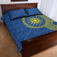 Vergina Sun Macedonia Quilt Bed Set Greek Pattern Blue - Wonder Print Shop