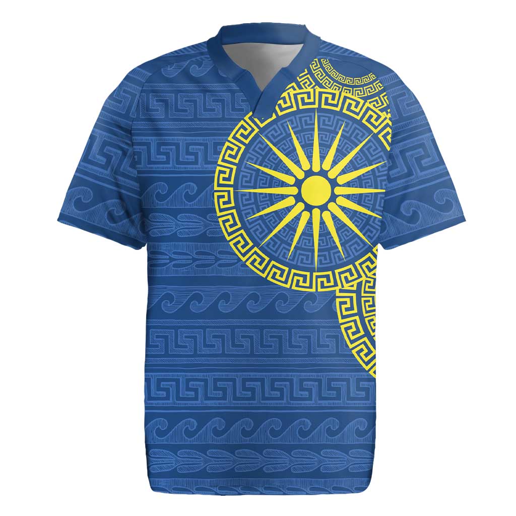 Vergina Sun Macedonia Rugby Jersey Greek Pattern Blue - Wonder Print Shop