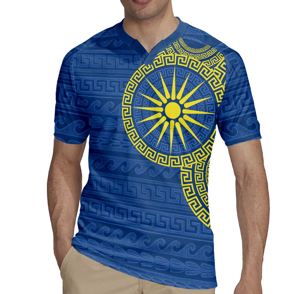 Vergina Sun Macedonia Rugby Jersey Greek Pattern Blue - Wonder Print Shop
