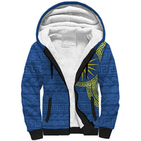 Vergina Sun Macedonia Sherpa Hoodie Greek Pattern Blue - Wonder Print Shop