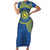 Vergina Sun Macedonia Short Sleeve Bodycon Dress Greek Pattern Blue - Wonder Print Shop