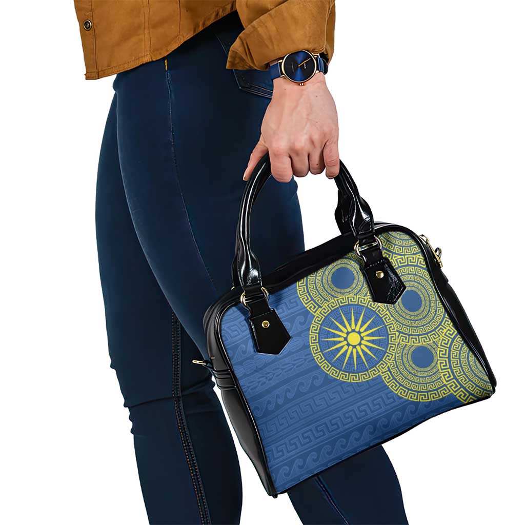 Vergina Sun Macedonia Shoulder Handbag Greek Pattern Blue - Wonder Print Shop