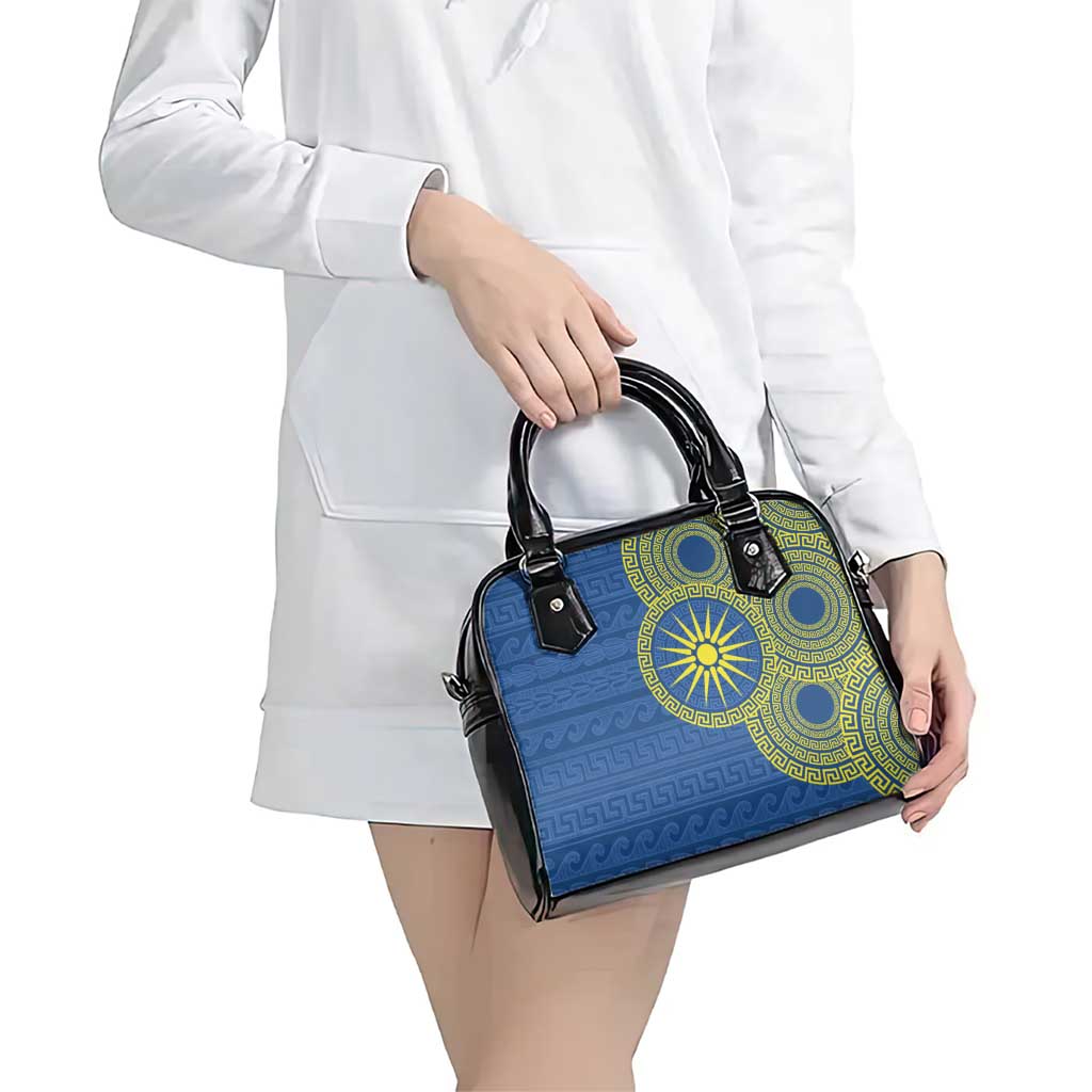 Vergina Sun Macedonia Shoulder Handbag Greek Pattern Blue - Wonder Print Shop