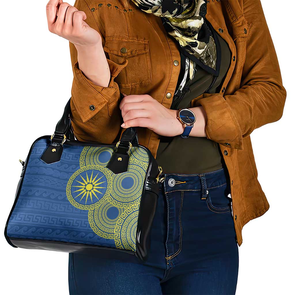 Vergina Sun Macedonia Shoulder Handbag Greek Pattern Blue - Wonder Print Shop