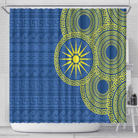 Vergina Sun Macedonia Shower Curtain Greek Pattern Blue - Wonder Print Shop