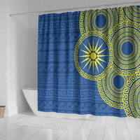 Vergina Sun Macedonia Shower Curtain Greek Pattern Blue - Wonder Print Shop