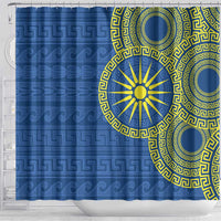 Vergina Sun Macedonia Shower Curtain Greek Pattern Blue - Wonder Print Shop