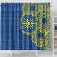 Vergina Sun Macedonia Shower Curtain Greek Pattern Blue - Wonder Print Shop