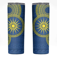 Vergina Sun Macedonia Skinny Tumbler Greek Pattern Blue - Wonder Print Shop