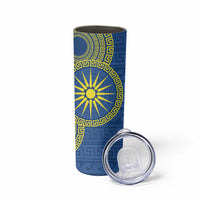 Vergina Sun Macedonia Skinny Tumbler Greek Pattern Blue - Wonder Print Shop