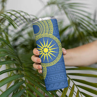 Vergina Sun Macedonia Skinny Tumbler Greek Pattern Blue - Wonder Print Shop