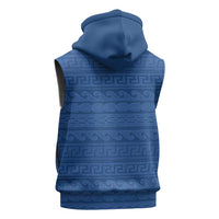 Vergina Sun Macedonia Sleeveless Zip Hoodie Greek Pattern Blue - Wonder Print Shop