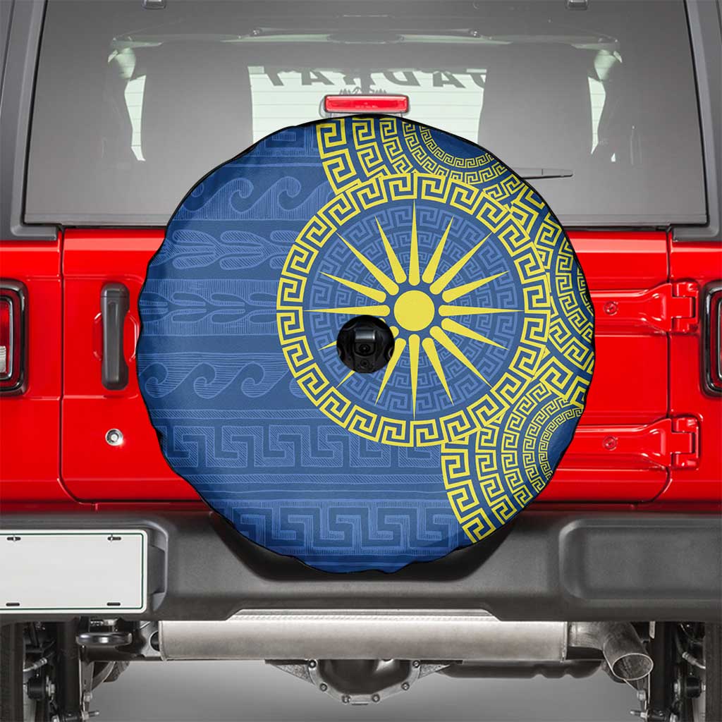 Vergina Sun Macedonia Spare Tire Cover Greek Pattern Blue - Wonder Print Shop