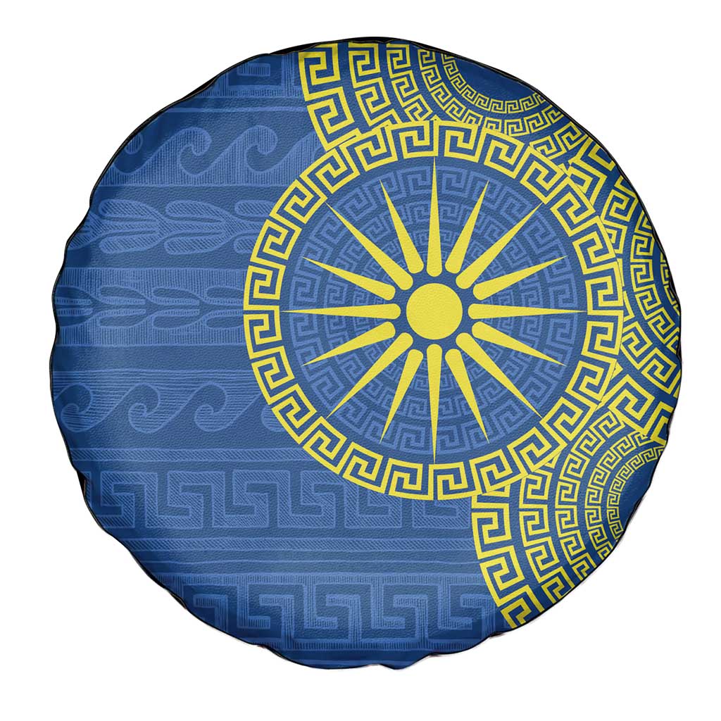 Vergina Sun Macedonia Spare Tire Cover Greek Pattern Blue - Wonder Print Shop