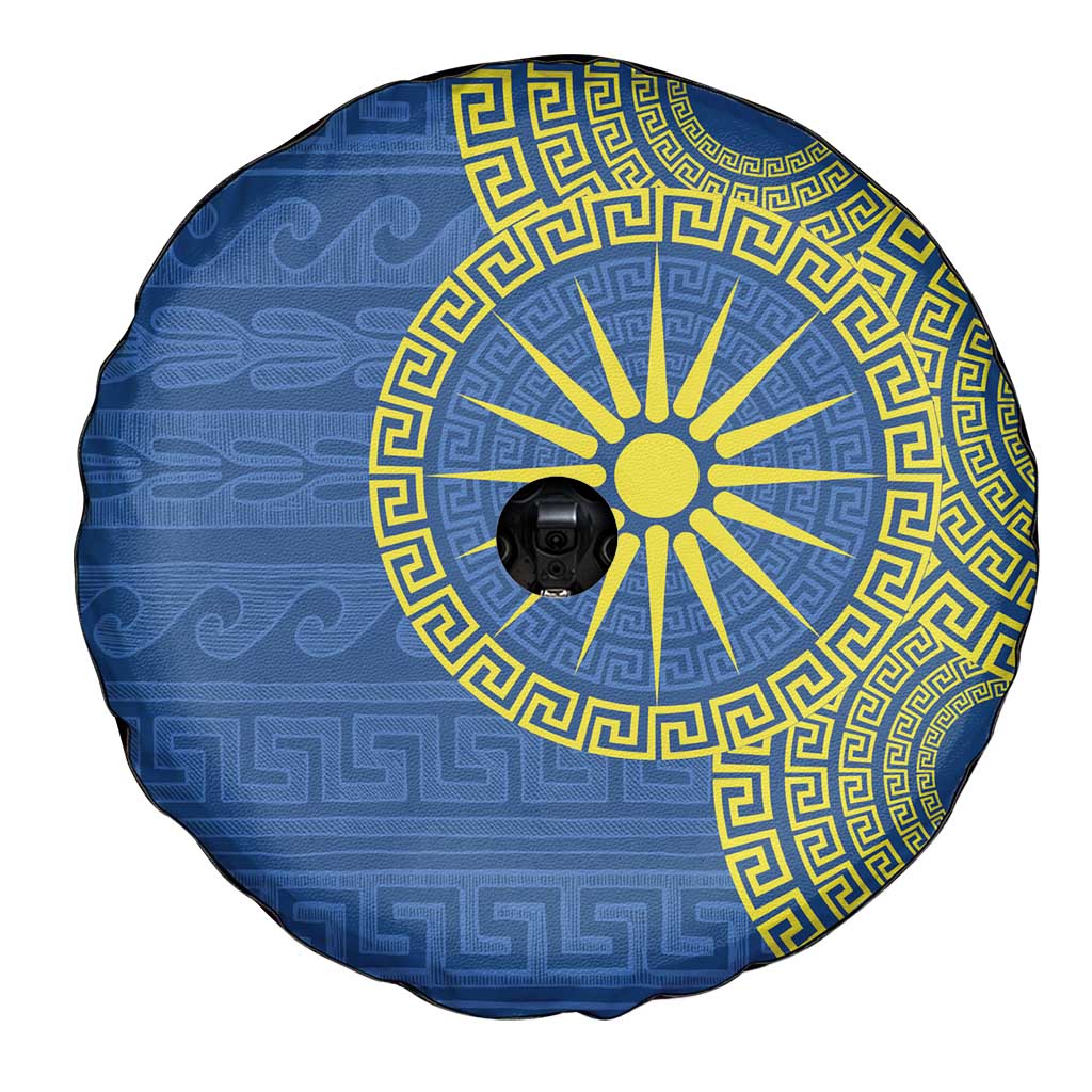 Vergina Sun Macedonia Spare Tire Cover Greek Pattern Blue - Wonder Print Shop