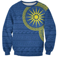 Vergina Sun Macedonia Sweatshirt Greek Pattern Blue - Wonder Print Shop