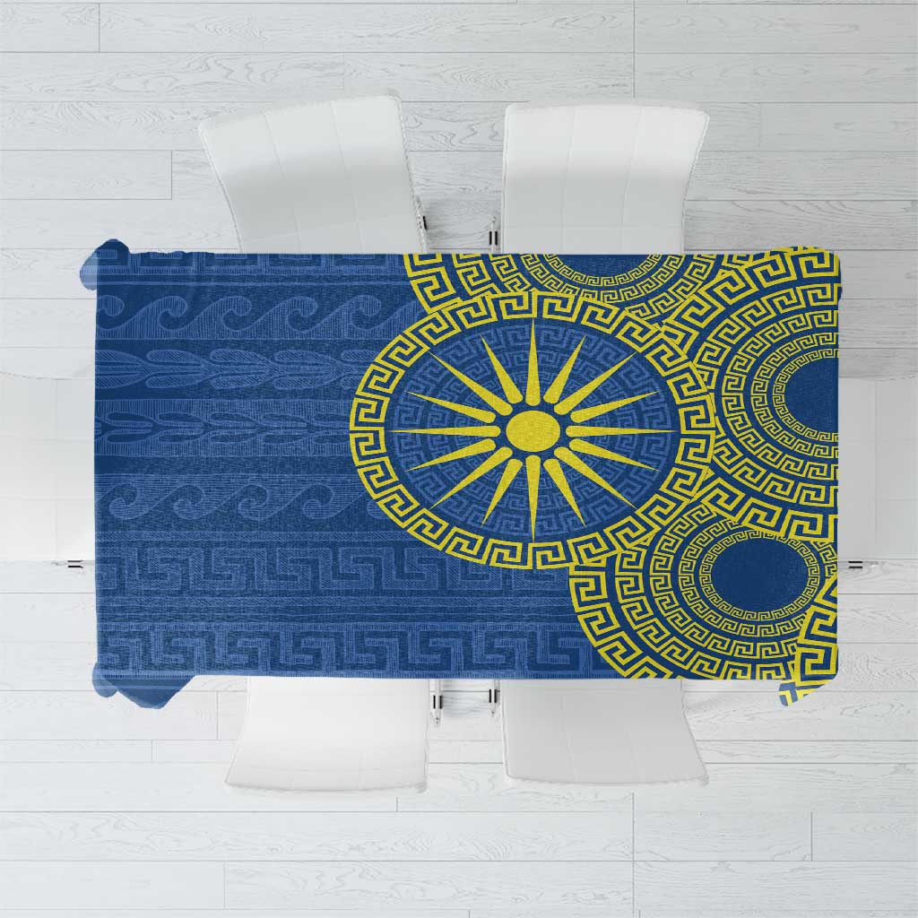 Vergina Sun Macedonia Tablecloth Greek Pattern Blue - Wonder Print Shop