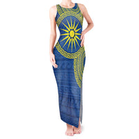 Vergina Sun Macedonia Tank Maxi Dress Greek Pattern Blue - Wonder Print Shop