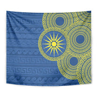 Vergina Sun Macedonia Tapestry Greek Pattern Blue - Wonder Print Shop