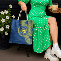 Vergina Sun Macedonia Tote Bag Greek Pattern Blue - Wonder Print Shop