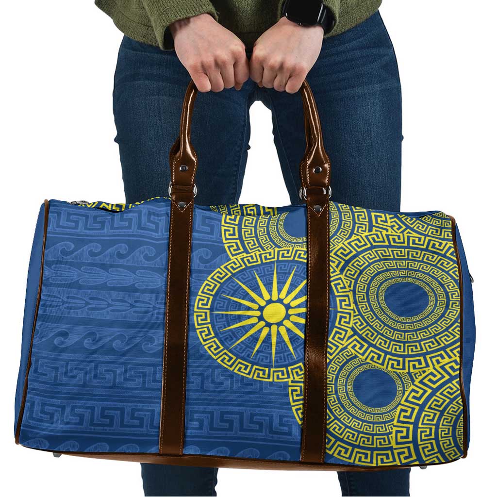 Vergina Sun Macedonia Travel Bag Greek Pattern Blue - Wonder Print Shop
