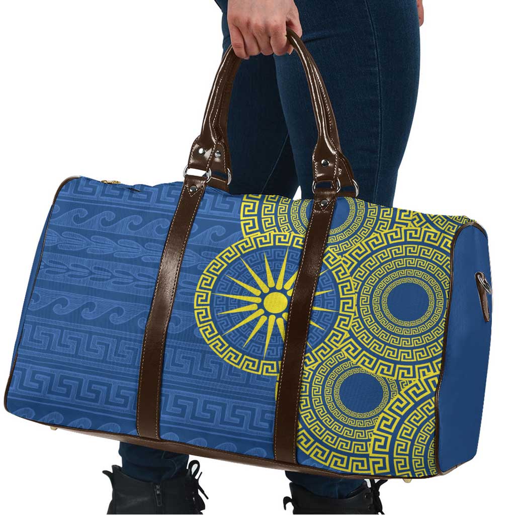 Vergina Sun Macedonia Travel Bag Greek Pattern Blue - Wonder Print Shop