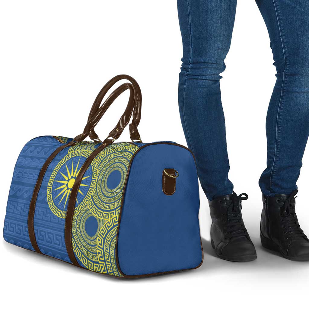 Vergina Sun Macedonia Travel Bag Greek Pattern Blue - Wonder Print Shop