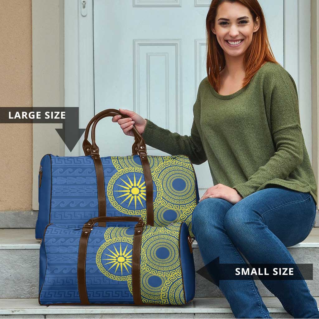 Vergina Sun Macedonia Travel Bag Greek Pattern Blue - Wonder Print Shop