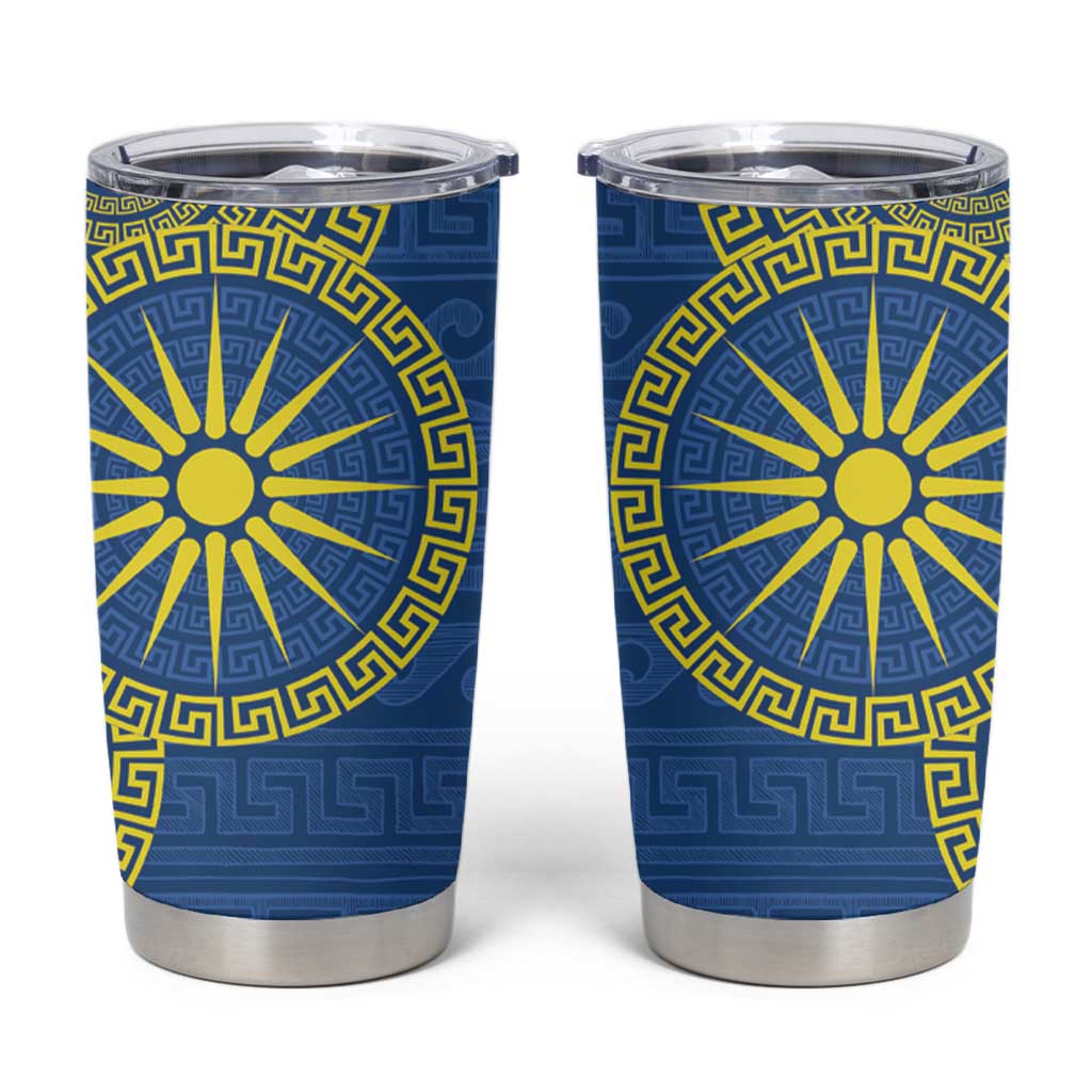 Vergina Sun Macedonia Tumbler Cup Greek Pattern Blue - Wonder Print Shop