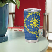 Vergina Sun Macedonia Tumbler Cup Greek Pattern Blue - Wonder Print Shop
