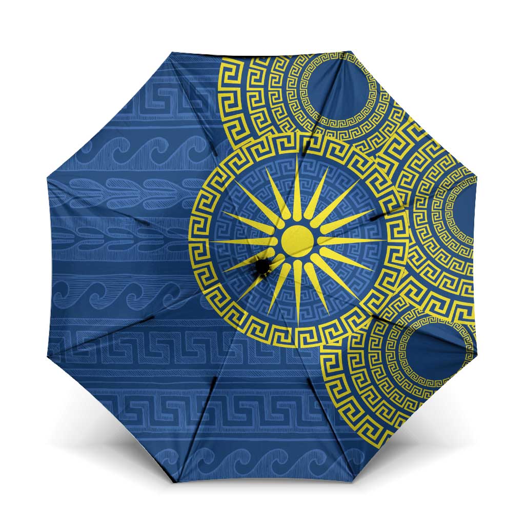 Vergina Sun Macedonia Umbrella Greek Pattern Blue - Wonder Print Shop