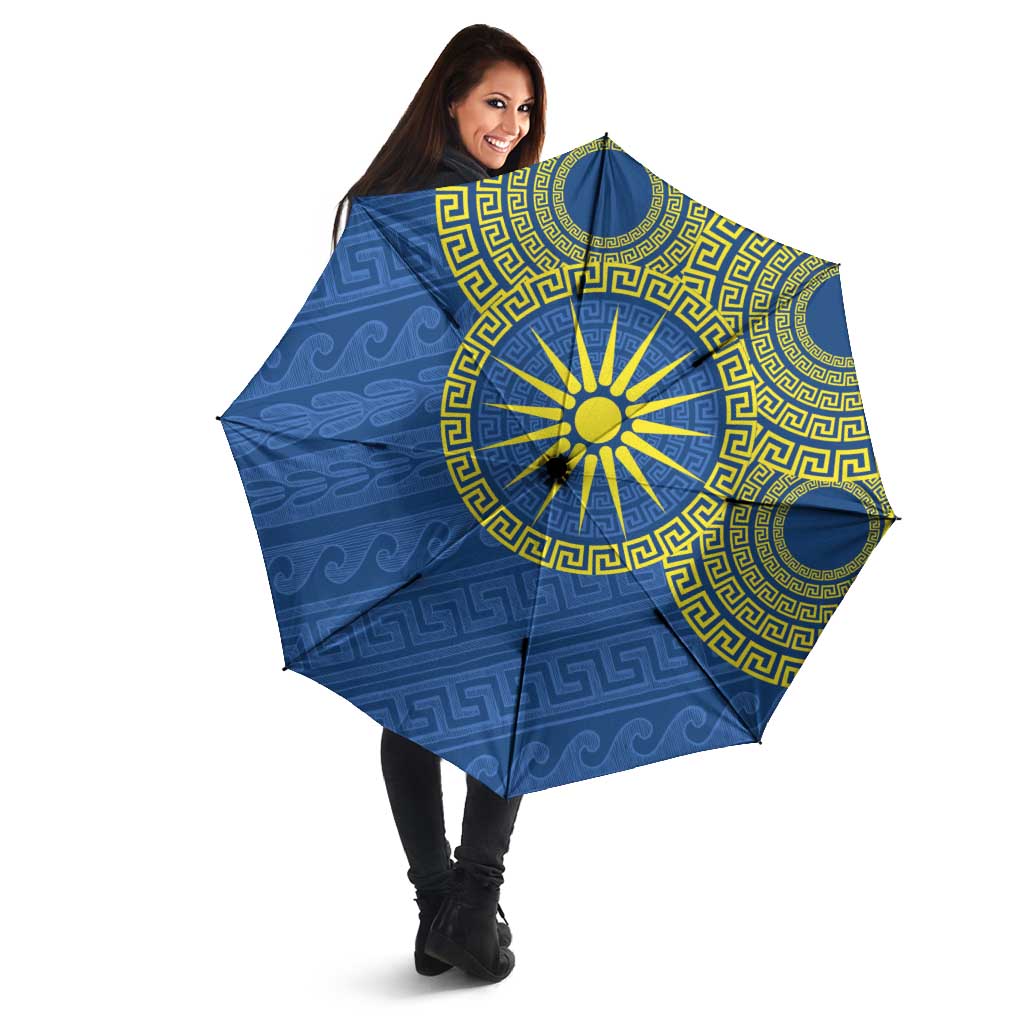 Vergina Sun Macedonia Umbrella Greek Pattern Blue - Wonder Print Shop