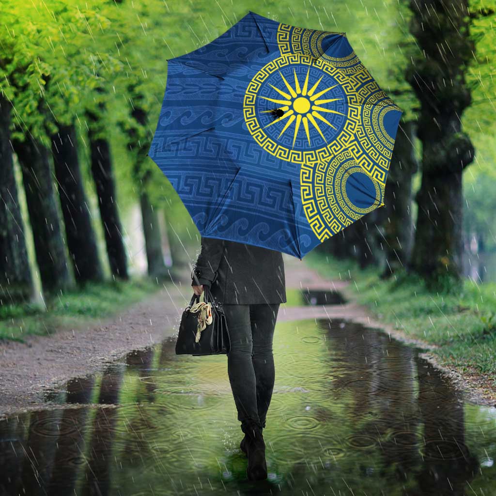 Vergina Sun Macedonia Umbrella Greek Pattern Blue - Wonder Print Shop