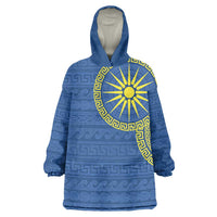 Vergina Sun Macedonia Wearable Blanket Hoodie Greek Pattern Blue - Wonder Print Shop